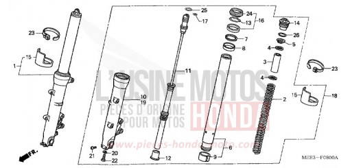 FOURCHETTE AVANT (CBR600RR3/4) CBR600RR4 de 2004